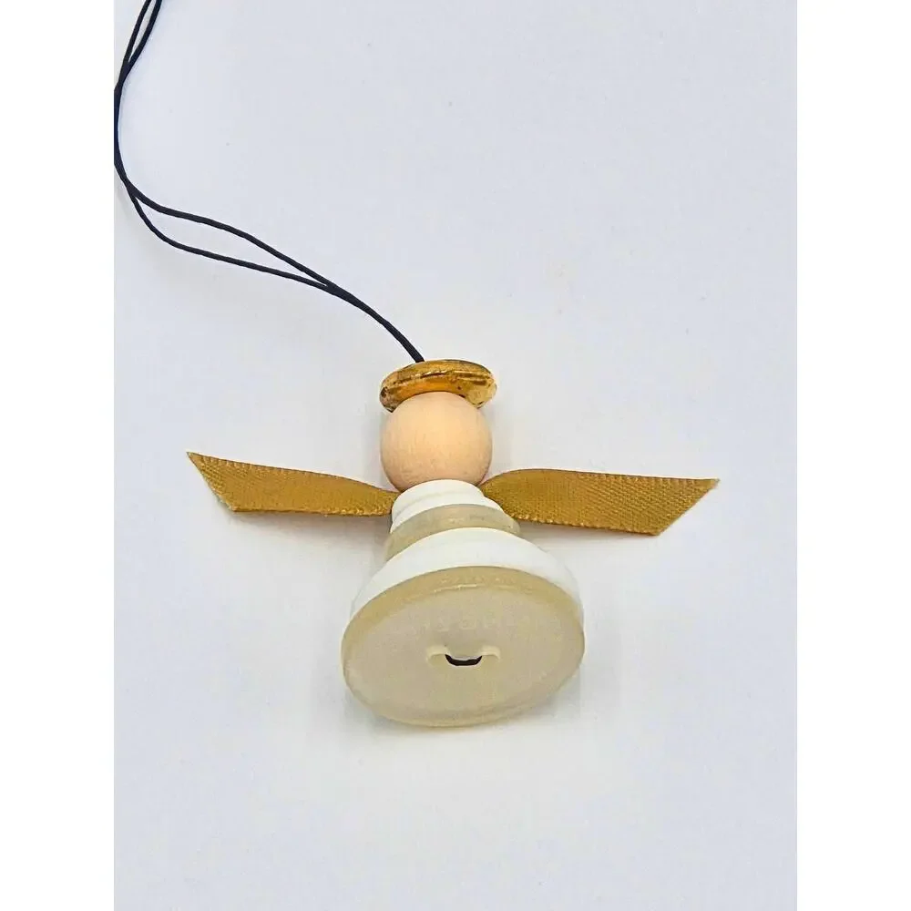 Stacked Button Angel Ornament, White Upcycled Holiday Decor, Crafter Gift